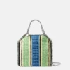 Falabella Striped Cotton Crochet Mini Tote Bag Falabella Striped Cotton Crochet Mini Tote Bag