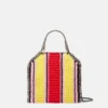 Falabella Striped Cotton Crochet Mini Tote Bag Falabella Striped Cotton Crochet Mini Tote Bag