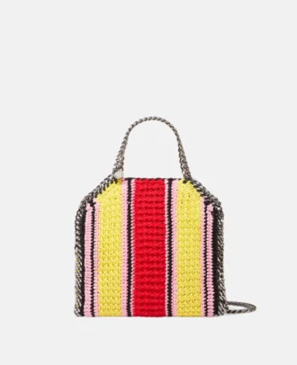 Falabella Striped Cotton Crochet Mini Tote Bag