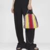 Falabella Striped Cotton Crochet Mini Tote Bag Falabella Striped Cotton Crochet Mini Tote Bag