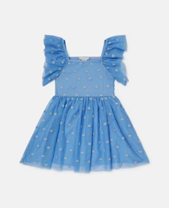 Floral-Embroidered Tulle Dress