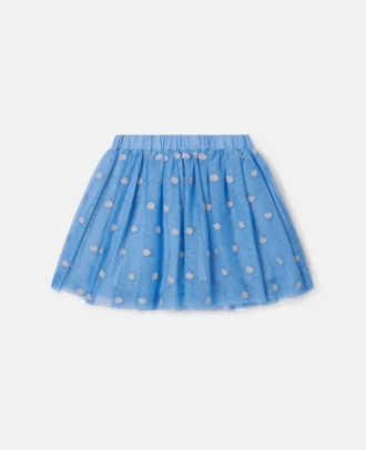 Floral-Embroidered Tulle Skirt
