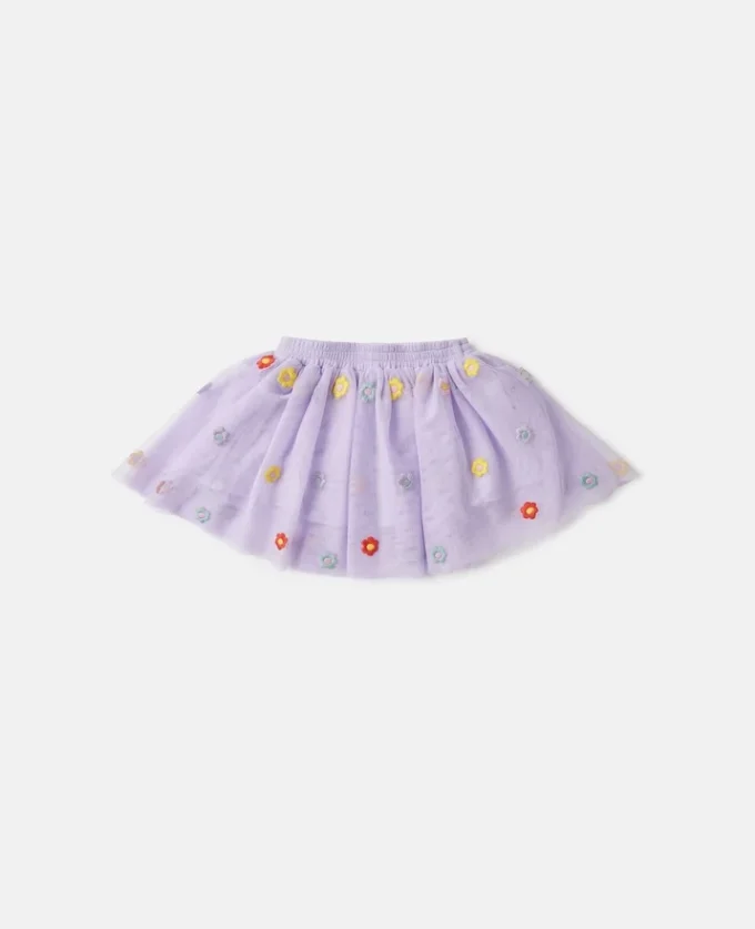 Floral-Embroidered Tulle Skirt Floral-Embroidered Tulle Skirt