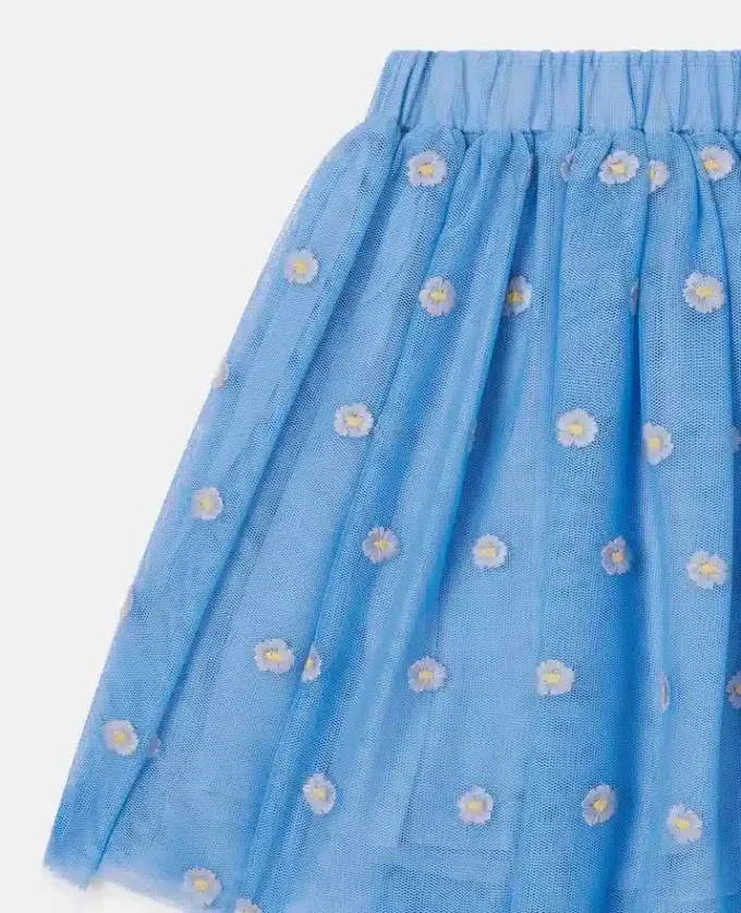 Floral-Embroidered Tulle Skirt Floral-Embroidered Tulle Skirt