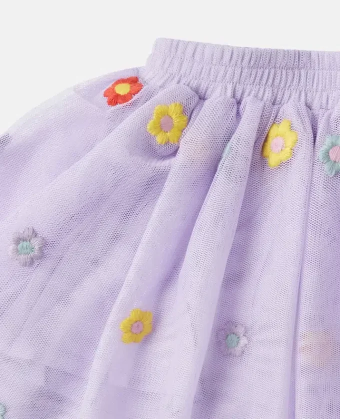 Floral-Embroidered Tulle Skirt Floral-Embroidered Tulle Skirt