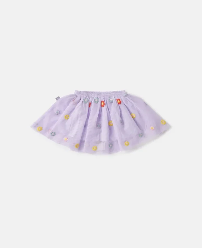 Floral-Embroidered Tulle Skirt Floral-Embroidered Tulle Skirt