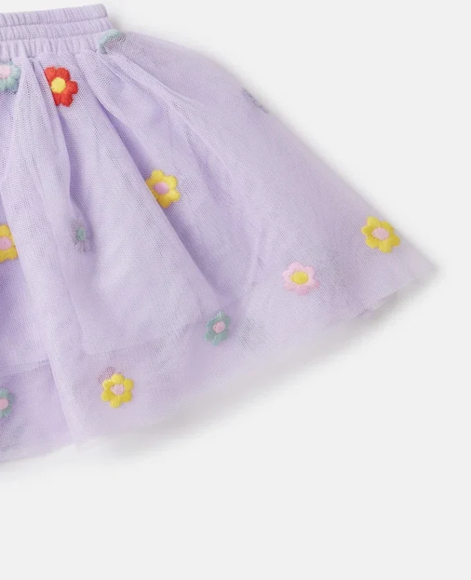 Floral-Embroidered Tulle Skirt Floral-Embroidered Tulle Skirt