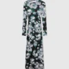 Floral Long-Sleeve Mesh Midi Dress Floral Long-Sleeve Mesh Midi Dress