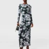 Floral Long-Sleeve Mesh Midi Dress Floral Long-Sleeve Mesh Midi Dress