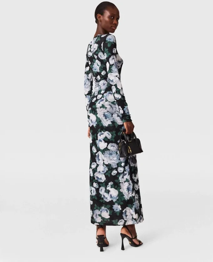 Floral Long-Sleeve Mesh Midi Dress Floral Long-Sleeve Mesh Midi Dress