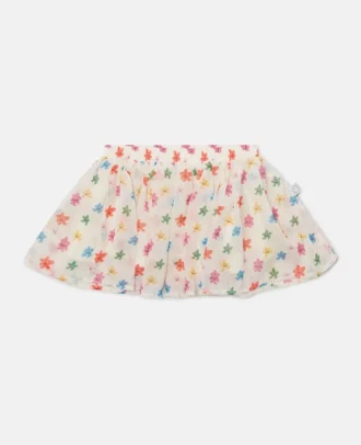 Floral Print Tulle Layered Skirt