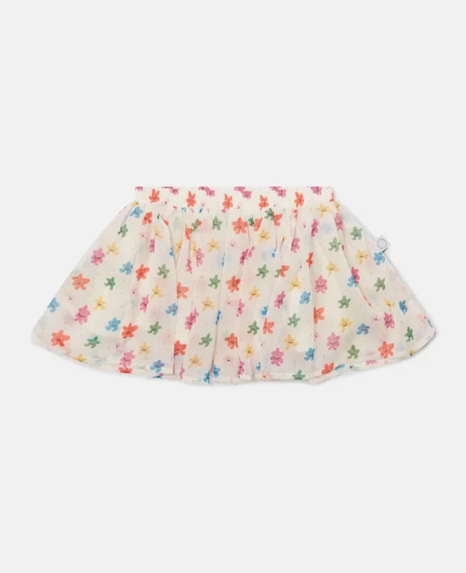 Floral Print Tulle Layered Skirt Floral Print Tulle Layered Skirt