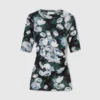 Floral Three-Quarter-Sleeve Mesh Top Floral Three-Quarter-Sleeve Mesh Top
