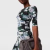 Floral Three-Quarter-Sleeve Mesh Top Floral Three-Quarter-Sleeve Mesh Top