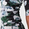 Floral Three-Quarter-Sleeve Mesh Top Floral Three-Quarter-Sleeve Mesh Top