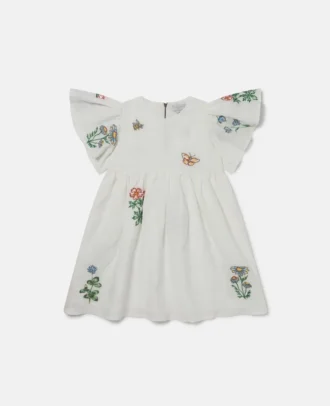 Flower Embroidered Cap-Sleeve Dress