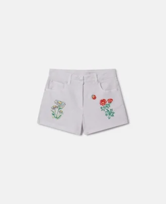 Flower Embroidered Shorts