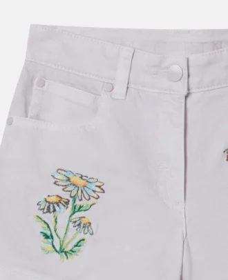 Flower Embroidered Shorts