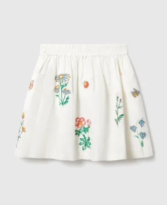 Flower Embroidered Skirt