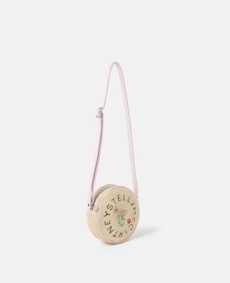 Flower Embroidered Straw Crossbody Bag