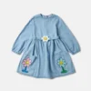 Flower Graphic Buckle Long-Sleeve Dress Flower Graphic Buckle Long-Sleeve Dress