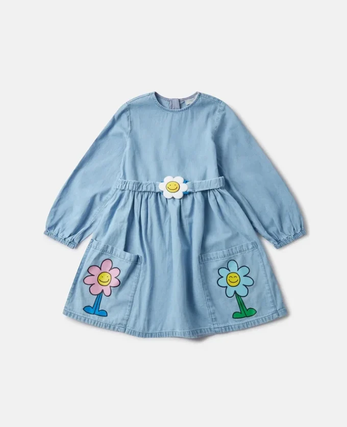 Flower Graphic Buckle Long-Sleeve Dress Flower Graphic Buckle Long-Sleeve Dress