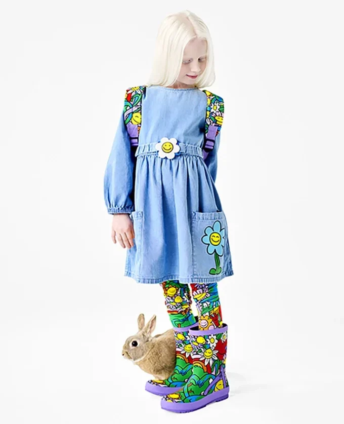 Flower Graphic Buckle Long-Sleeve Dress Flower Graphic Buckle Long-Sleeve Dress