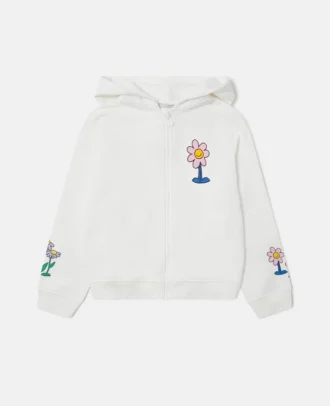 Flower Graphic Zipper-Up Hoodie