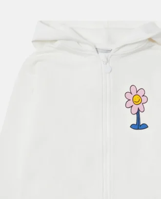 Flower Graphic Zipper-Up Hoodie