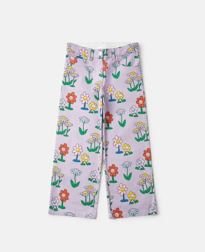Flower Print Straight-Leg Denim Jeans Flower Print Straight-Leg Denim Jeans