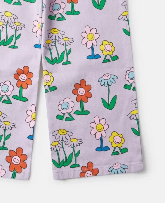 Flower Print Straight-Leg Denim Jeans Flower Print Straight-Leg Denim Jeans