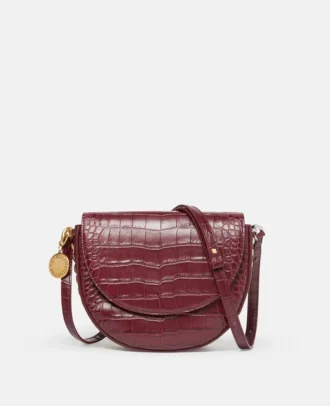 Frayme Croc-Effect Embossed Medium Flap Shoulder Bag