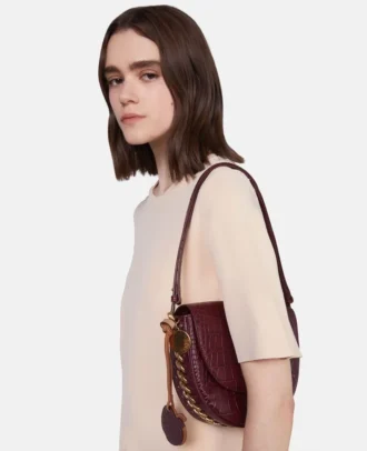 Frayme Croc-Effect Embossed Medium Flap Shoulder Bag