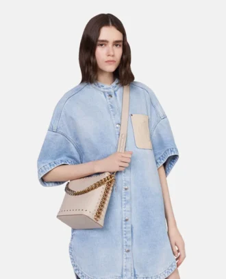 Frayme Studded Grainy Alter Mat Bucket Bag