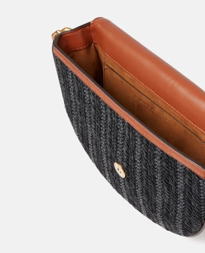 Frayme Woven Raffia Medium Flap Shoulder Bag Frayme Woven Raffia Medium Flap Shoulder Bag