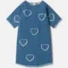 Fringed-Heart Patch Stretch-Denim Dress Fringed-Heart Patch Stretch-Denim Dress
