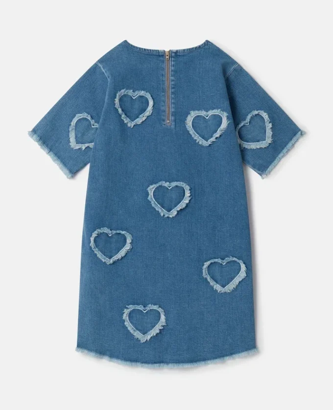 Fringed-Heart Patch Stretch-Denim Dress Fringed-Heart Patch Stretch-Denim Dress