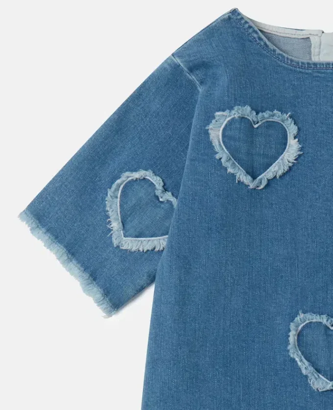 Fringed-Heart Patch Stretch-Denim Dress Fringed-Heart Patch Stretch-Denim Dress
