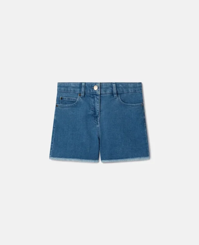 Fringed-Heart Patch Stretch-Denim Shorts Fringed-Heart Patch Stretch-Denim Shorts