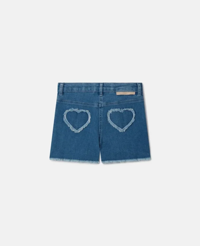 Fringed-Heart Patch Stretch-Denim Shorts Fringed-Heart Patch Stretch-Denim Shorts