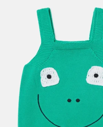 Frog Graphic Embroidered Romper