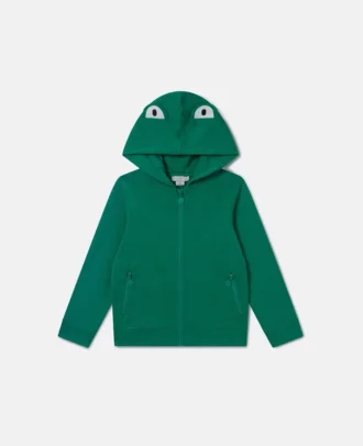 Frog Graphic Hooded Zipper Sweatshirt