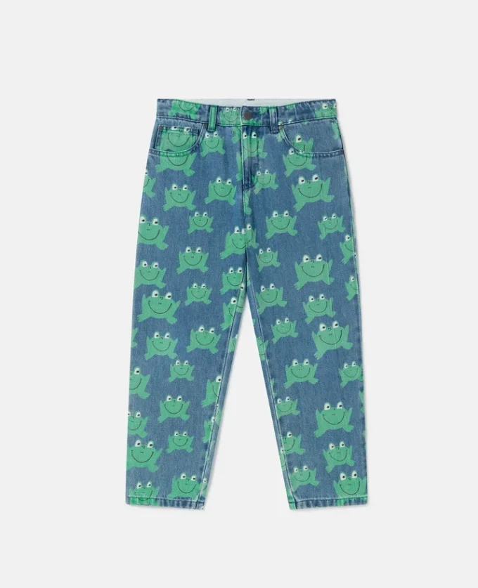 Frog Print Straight-Leg Denim Jeans Frog Print Straight-Leg Denim Jeans