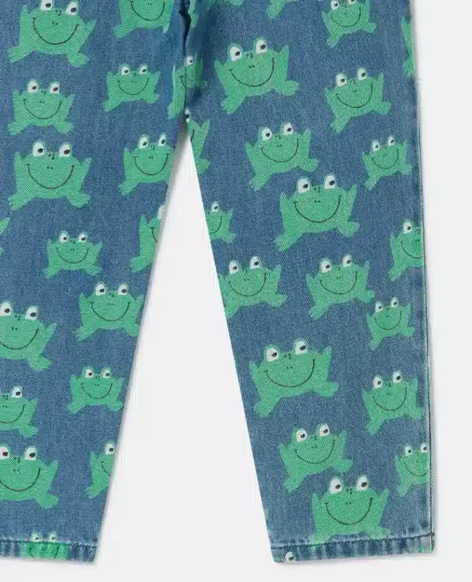 Frog Print Straight-Leg Denim Jeans Frog Print Straight-Leg Denim Jeans
