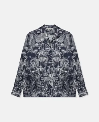 Fungi Forest Print Silk Pyjama Shirt