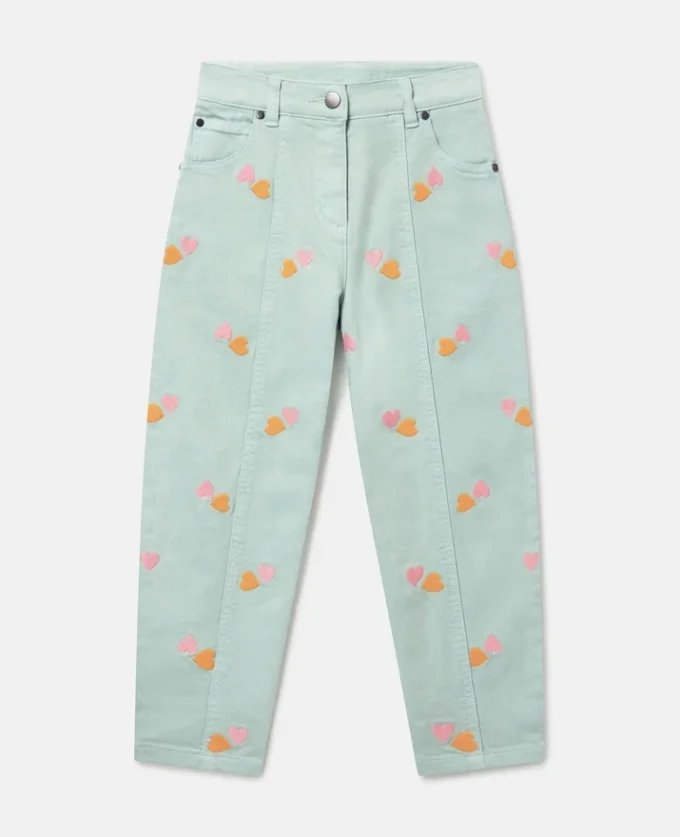 Heart-Embroidered Gabardine Trousers Heart-Embroidered Gabardine Trousers