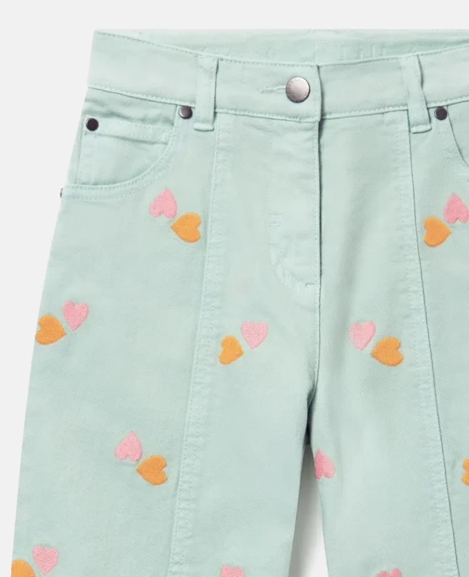 Heart-Embroidered Gabardine Trousers Heart-Embroidered Gabardine Trousers