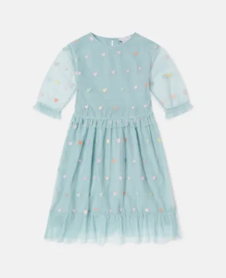 Heart Embroidered Long-Sleeve Dress