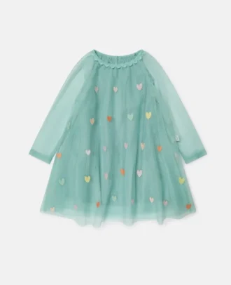 Heart Embroidered Long-Sleeve Dress