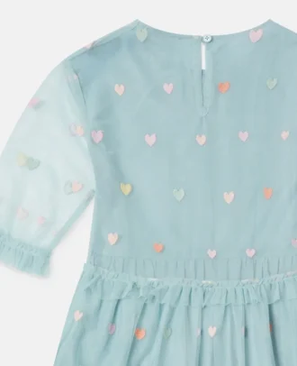 Heart Embroidered Long-Sleeve Dress